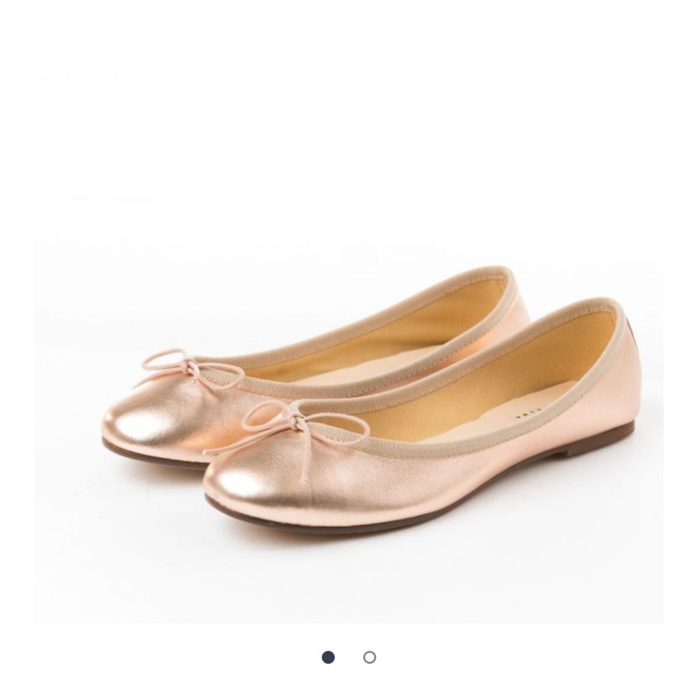 Ballerette Rose Gold Leather Ballet Flats sz 40 NIB